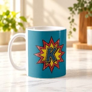 Letter K Comic Burst Monogram Eerste Letter Mok