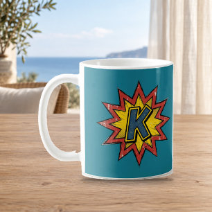 Letter K Comic Burst Monogram Eerste Letter Mok