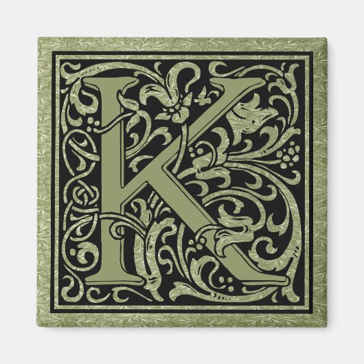 Letter K Eerste Letter Monogram Magneet (Voorkant)