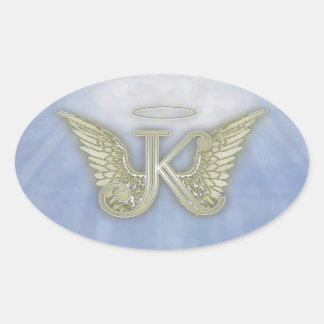 Letter K Engel Monogram Ovale Sticker