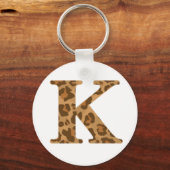 Letter K First Name Monogram Initiaal Leopard Prin Sleutelhanger (Voorkant)