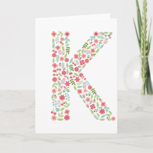 Letter K Flowers Bedankkaart (Voorkant)