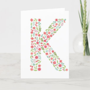 Letter K Flowers Bedankkaart