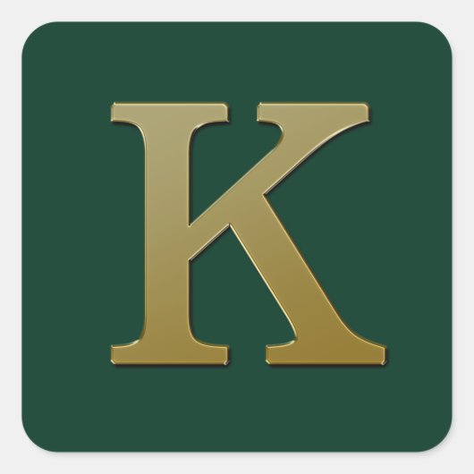 Letter K Gold Square Sticker (Voorkant)