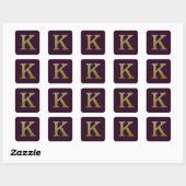 Letter K Gold Square Sticker (Vel)