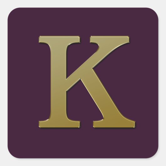Letter K Gold Square Sticker (Voorkant)