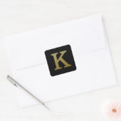 Letter K Gold Square Sticker (Envelop)
