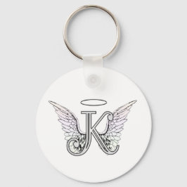 Letter K Initiaal Monogram met Angel Wings & Halo Sleutelhanger