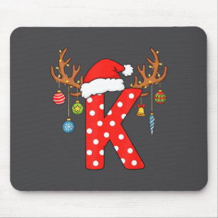 Letter K Kerst Monogram Alfabet Initiaal Ornam Muismat