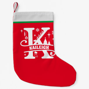 Letter K Kerstmonogram Initiaal Naam Rood Wit Kleine Kerstsok