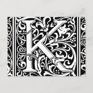 Letter K Middeleeuws Monogram Art Nouveau Briefkaart