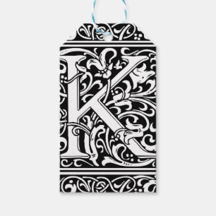 Letter K Middeleeuws Monogram Art Nouveau Cadeaulabel