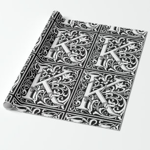 Letter K Middeleeuws Monogram Art Nouveau Cadeaupapier