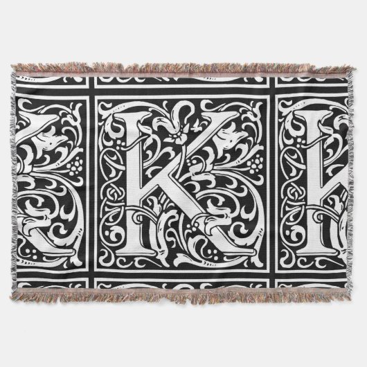 Letter K Middeleeuws Monogram Art Nouveau Deken (Voorkant)
