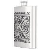Letter K Middeleeuws Monogram Art Nouveau Heupfles (Links)