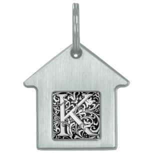 Letter K Middeleeuws Monogram Art Nouveau Huisdieren Naamplaatje