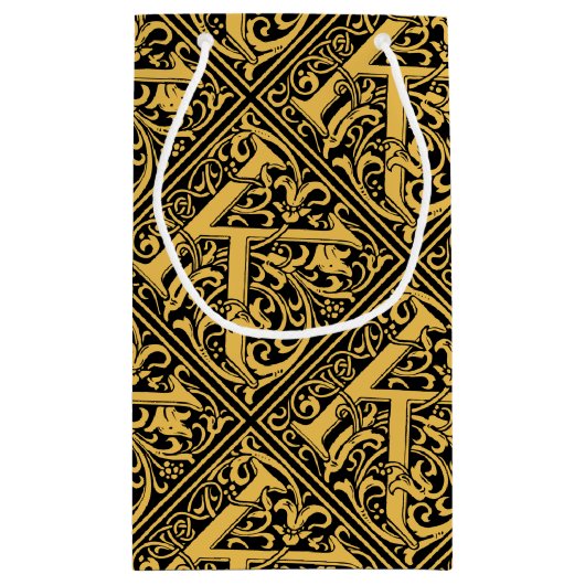 Letter K Middeleeuws Monogram Art Nouveau Klein Cadeauzakje (Achterkant)