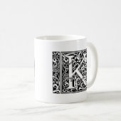 Letter K Middeleeuws Monogram Art Nouveau Koffiemok (Voorkant rechts)
