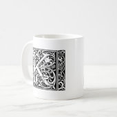 Letter K Middeleeuws Monogram Art Nouveau Koffiemok (Voorkant links)