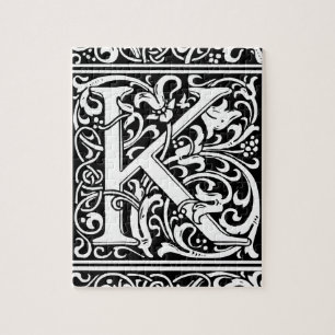 Letter K Middeleeuws Monogram Art Nouveau Legpuzzel