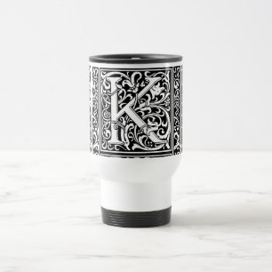 Letter K Middeleeuws Monogram Art Nouveau Reisbeker
