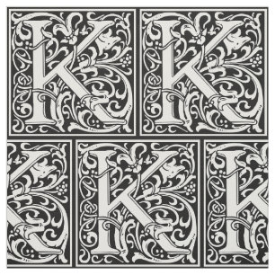 Letter K Middeleeuws Monogram Art Nouveau Stof