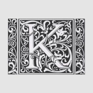 Letter K Middeleeuws Monogram Art Nouveau Tissuepapier