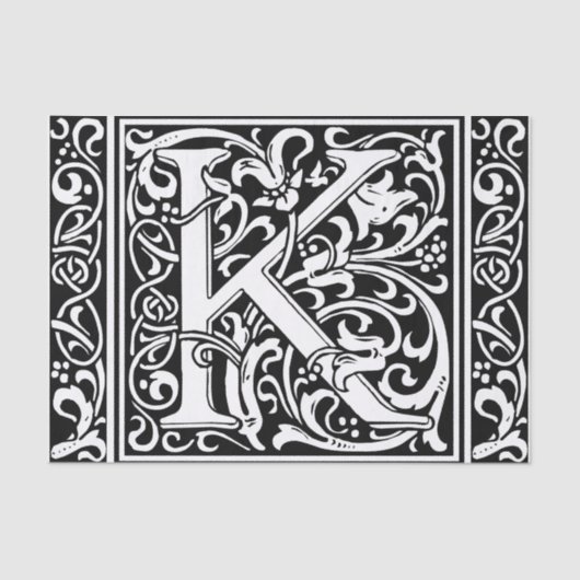 Letter K Middeleeuws Monogram Art Nouveau Tissuepapier (Voorkant)
