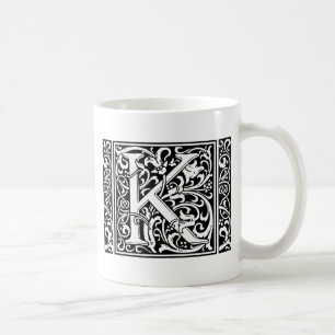 Letter K Middeleeuwse Monogram Art Nouveau Koffiemok