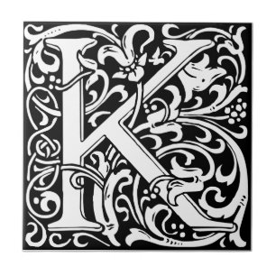 Letter K Middeleeuwse Monogram Art Nouveau Tegeltje