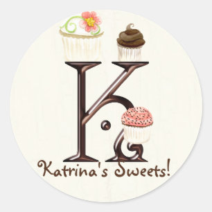 Letter K Monogram Cupcake Logo Zakelijke Stickers