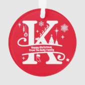 Letter K Monogram Initiaal Familienaam Greeting Ornament (achterkant)