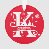 Letter K Monogram Initiaal Familienaam Greeting Ornament (voorkant)