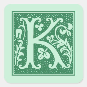 letter K Monogram Initiaal Vierkante Sticker