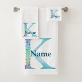 Letter K Monogram Initial Bath Gift Set Bad Handdoek (Insitu)