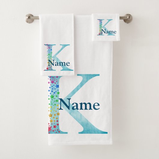 Letter K Monogram Initial Bath Gift Set Bad Handdoek (Insitu)