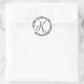 Letter K Monogram Minimalistische Botanische Bladk Ronde Sticker (Tas)