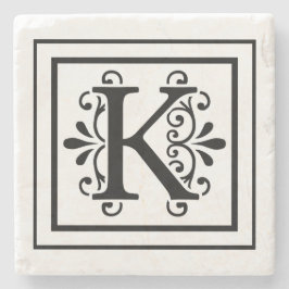 Letter K Monogram Stone Onderzetters