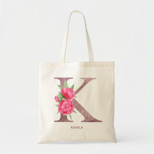Letter K Persoonlijke naam monogram bridesmaid Tote Bag (Voorkant)