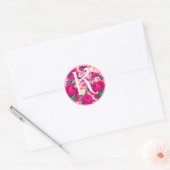 Letter K Roze Waterverf Bloemencirkel Monogram Ronde Sticker (Envelop)