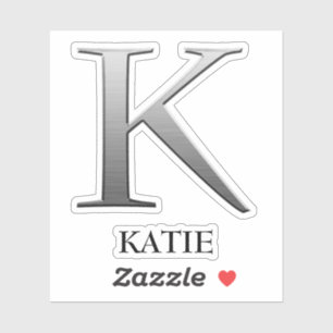 Letter k Two-Tone Silver Grey en Name Sticker