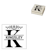 Letter K vlinder verlaat Split Monogram Rubberstempel (Gestempeld)