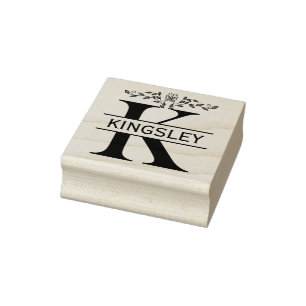 Letter K vlinder verlaat Split Monogram Rubberstempel