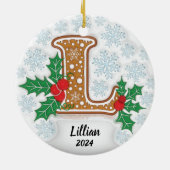 Letter L Aangepaste naam Kerst Keramisch Ornament (Achterkant)