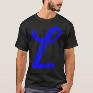 Letter L Alfabet Large Blue Graphic Initiaal T-shirt