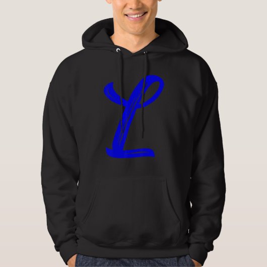Letter L Alphabet Large Blue Graphic Initial Hoodie (Voorkant)