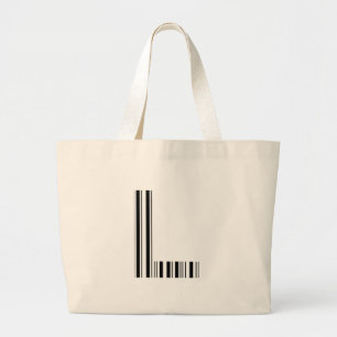 LETTER L BAR CODE Eerste Initiaal Barcodepatroon Grote Tote Bag