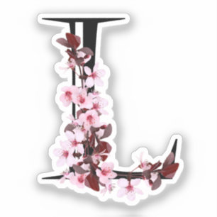 Letter L, Cherry Blossom Sticker