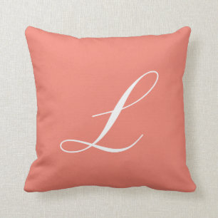 Letter L Coral Monogram Pillow Kussen