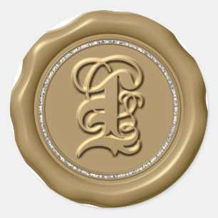 *~* Letter L Diamond Circle GOUDEN Wax Seal Sticke Ronde Sticker